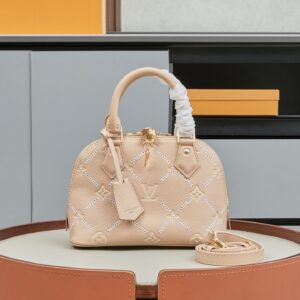 Louis Vuitton Alma BB Handbag in Gray-Brown Monogram Empreinte Leather