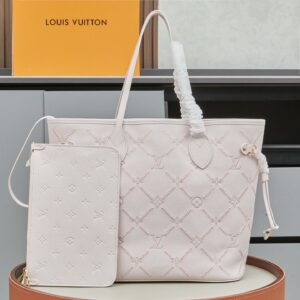Louis Vuitton Neverfull MM Tote Bag M28527 with Pink Embroidery