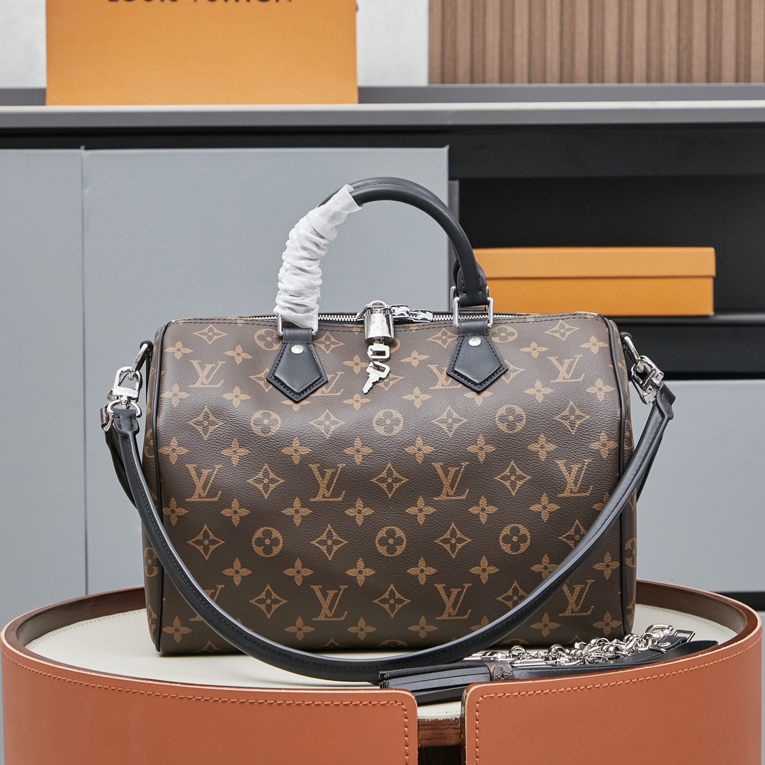 Speedy Soft 30 Dark Monogram Handbag