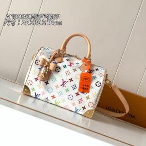 Louis Vuitton Speedy Bandoulière 25 Handbag, White Monogram Canvas