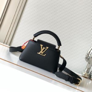Louis Vuitton Capucines East West Mini Handbag M24671 in Black