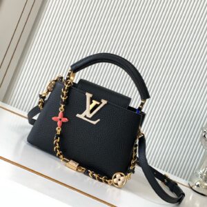 Louis Vuitton Capucines Mini Handbag in Black Taurillon Leather