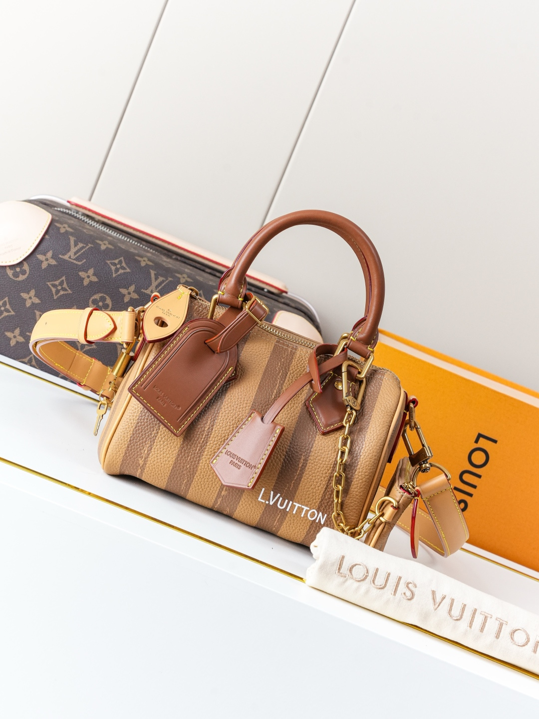 Speedy Bandoulière 20 Handbag in Brown Monogram Leather