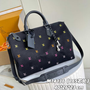 Louis Vuitton Speedy 40 Bandoulière Blason Denim Bag