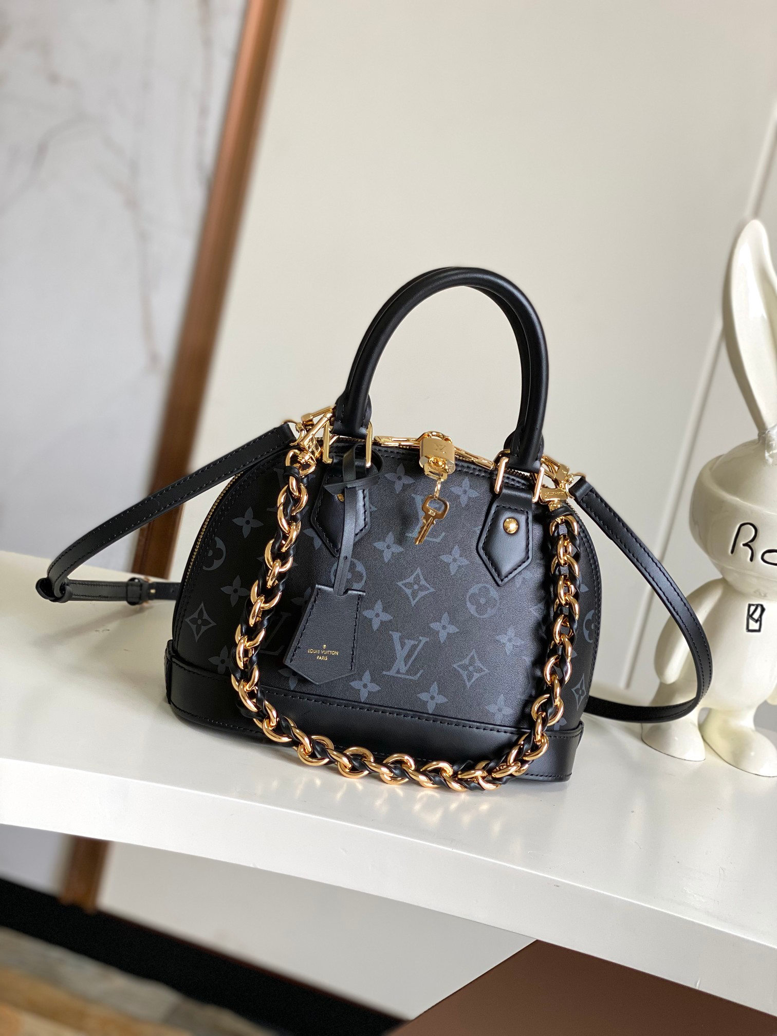 Alma BB Monogram Ink Leather Shoulder Bag