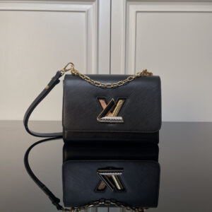 Louis Vuitton Twist Medium Shoulder Bag in Black Calfskin