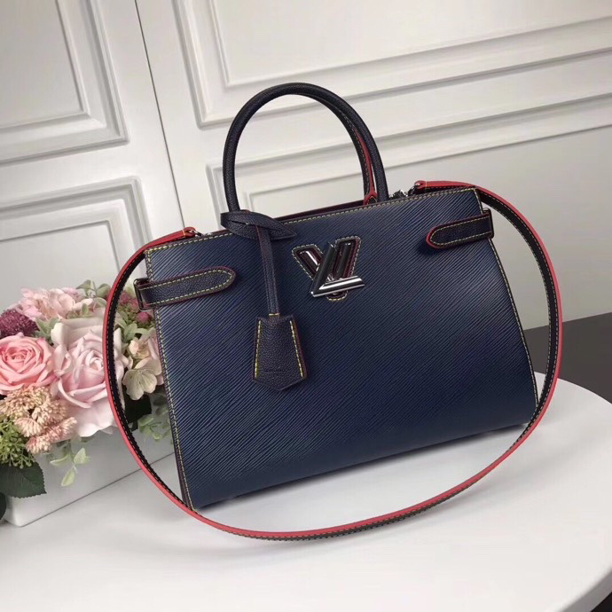 Louis Vuitton Twist Tote Blue Leather Bag M54810