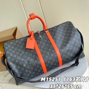 Louis Vuitton Keepall Bandoulière 55 Travel Bag in Monogram Eclipse Canvas