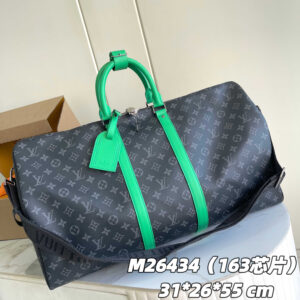 Louis Vuitton Keepall Bandoulière 55 Travel Bag in Monogram Eclipse Canvas