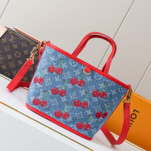 Louis Vuitton Neverfull Inside Out BB Monogram Cherry Denim Handbag