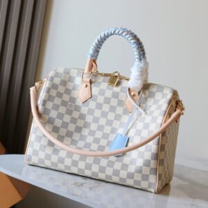 Louis Vuitton Speedy Bandouliere 30 Handbag in Damier Azur Canvas