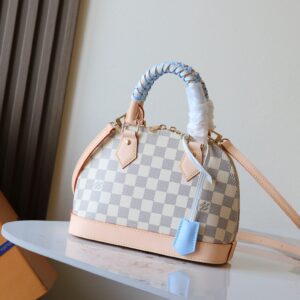 Louis Vuitton Alma BB Handbag in Damier Azur Canvas