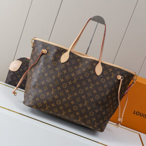 Neverfull Inside Out Tote Bag with Double-Sided White Floral Print