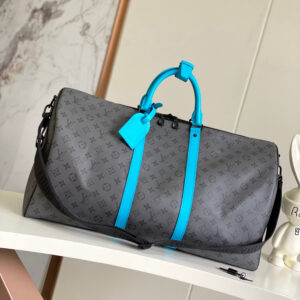 Louis Vuitton Keepall Bandoulière 55 Travel Bag in Monogram Eclipse Reverse Canvas