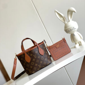 Louis Vuitton Neverfull BB Handbag in Brown Damier Azur Canvas