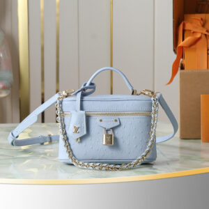 Louis Vuitton N85806 Blue Ostrich-Pattern Leather Crossbody Bag
