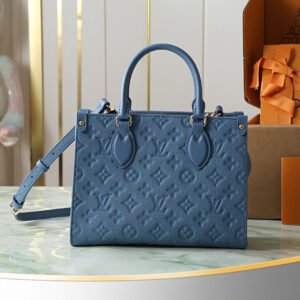 Louis Vuitton OnTheGo Small Handbag in Blue Monogram Empreinte Leather
