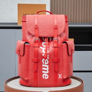 Louis Vuitton Christopher MM Backpack in Black and Red Epi Leather