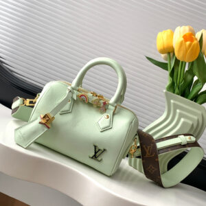 Speedy 18 Green Leather Convertible Crossbody Bag