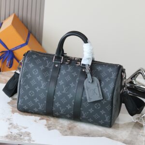 Louis Vuitton Keepall 35 Travel Bag in Monogram Eclipse Canvas