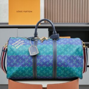 Louis Vuitton Keell Bandoulière 50 Travel Bag in Blue-Green Monogram Canvas