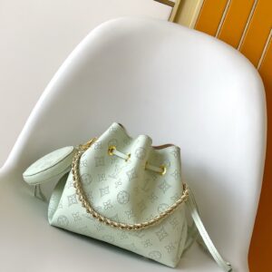 Bella Monogram Perforated Leather Bucket Bag