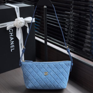 Chanel Classic Blue Denim Crossbody Bag with Double C Logo
