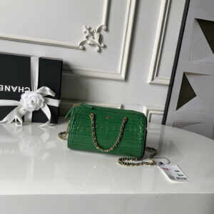 Chanel 26A Crocodile-Pattern Cylindrical Crossbody Bag
