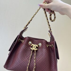 Chanel 25 Mini Perforated Leather Bucket Handbag