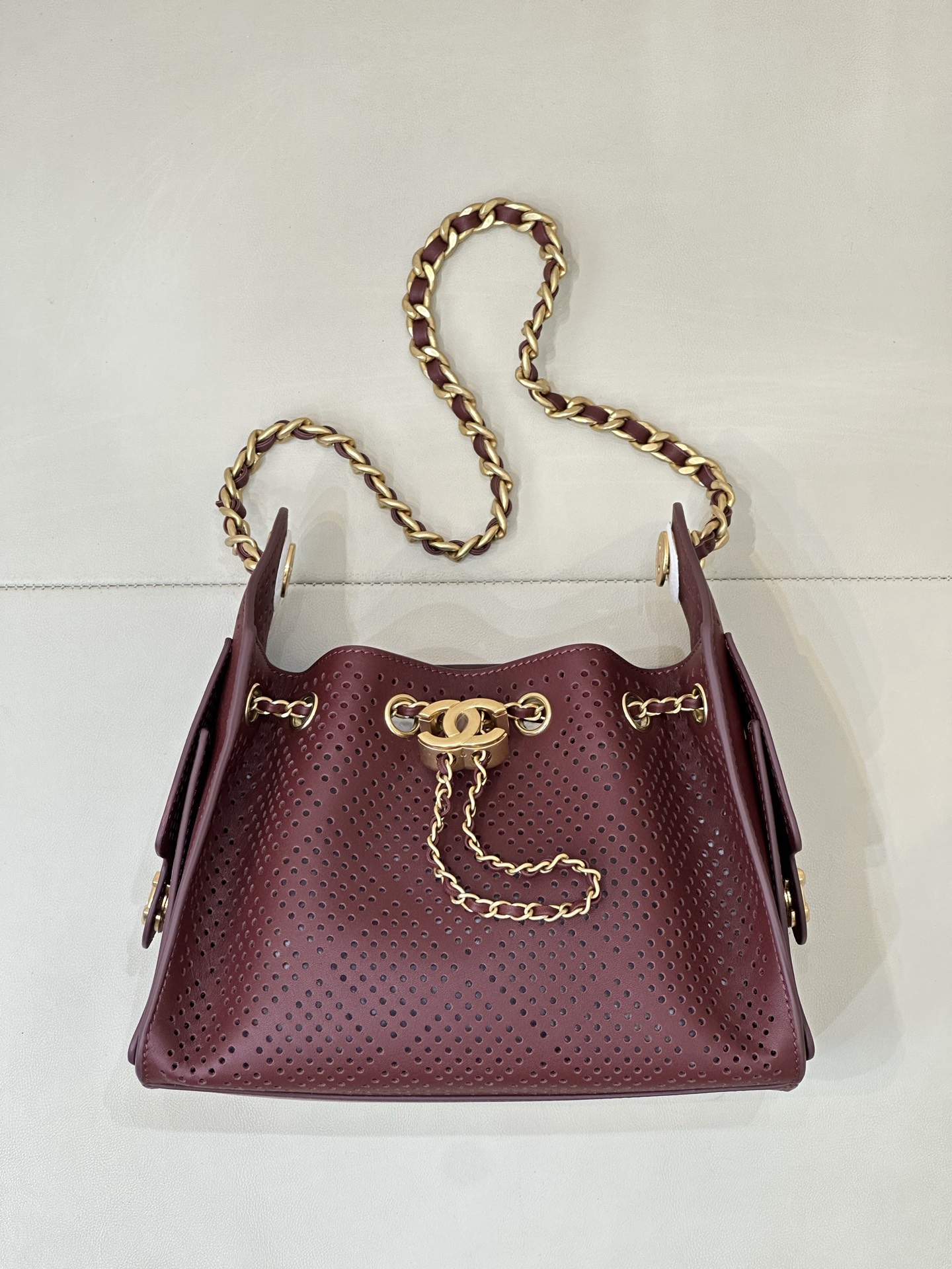 Chanel 25 Leather Drawstring Bucket Handbag