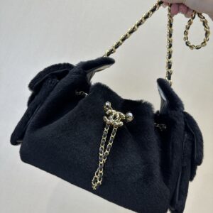 Chanel 25 Mini Handbag in Beige Leopard and Black Velvet