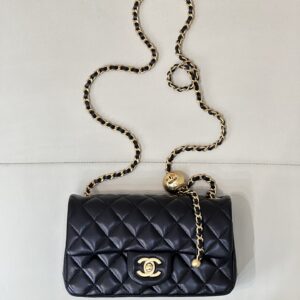 Chanel Quilted Gold Ball Chain Crossbody Bag