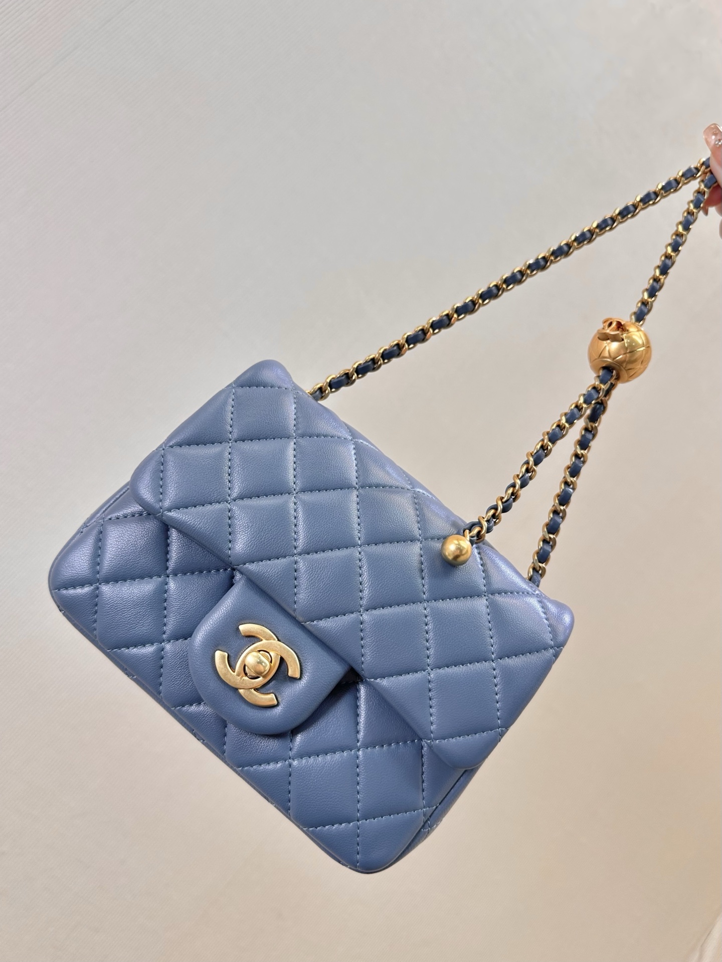 Chanel Small Ball-Detail Leather Crossbody Bag