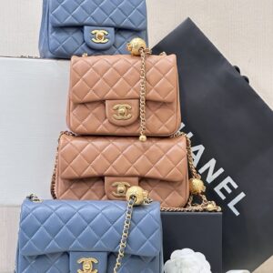 Chanel Quilted Lambskin Mini Crossbody Bag with Gold Ball Chain
