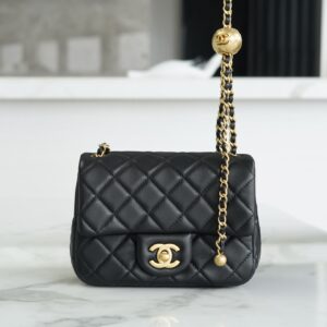 Mini Sheepskin Shoulder Bag with Adjustable Metal Ball