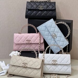 Quilted Metal Handle WOC Crossbody Bag