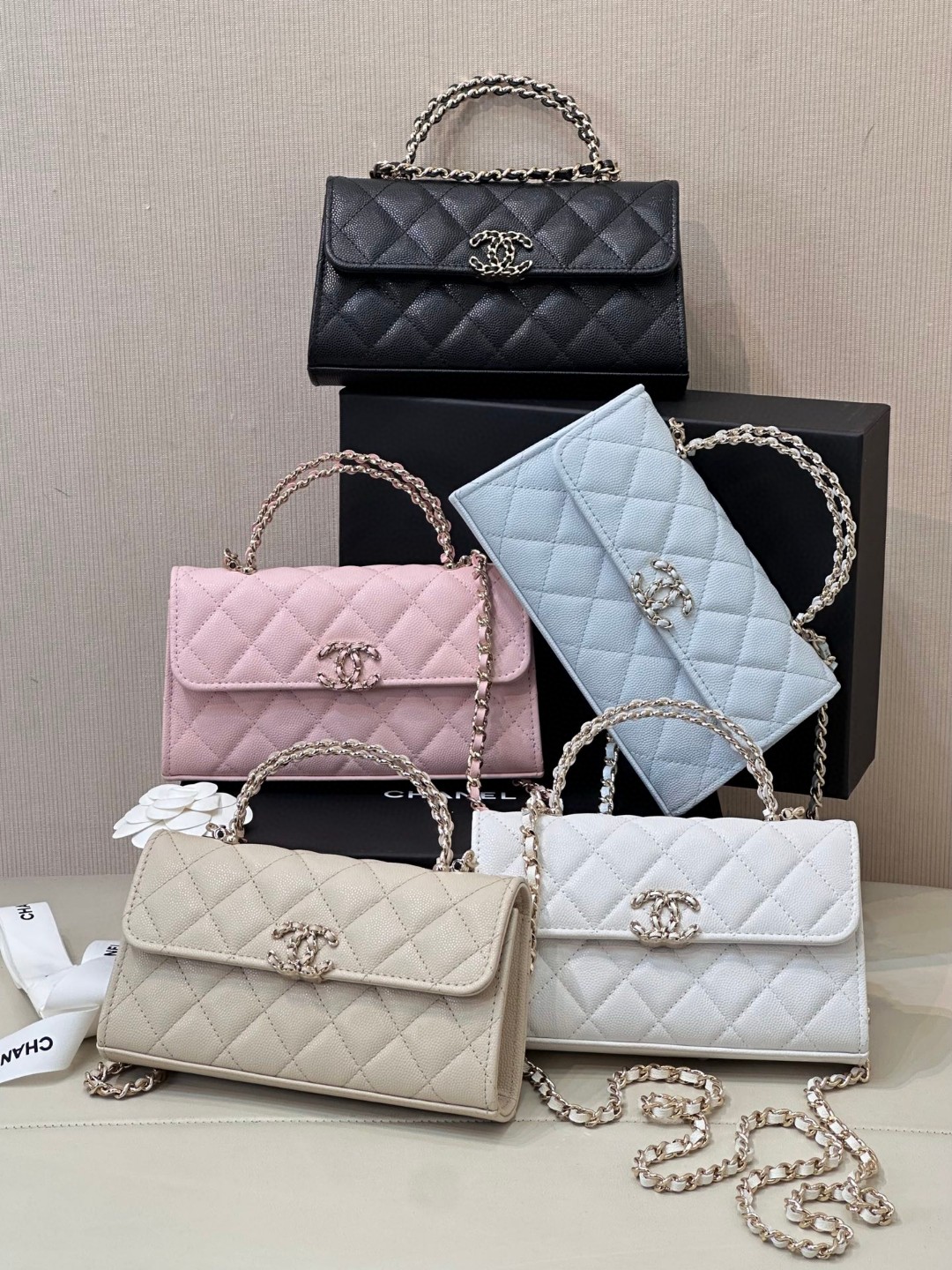 Quilted Metal Handle WOC Crossbody Bag