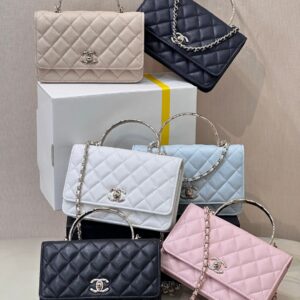 Quilted Metal Handle WOC Crossbody Bag