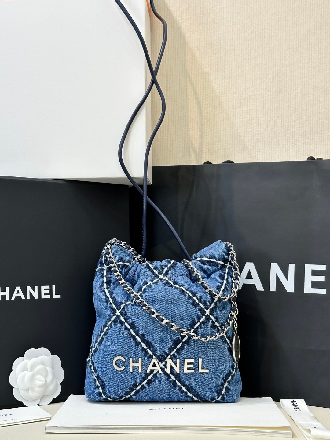 Chanel 22 Mini Denim Shoulder Bag