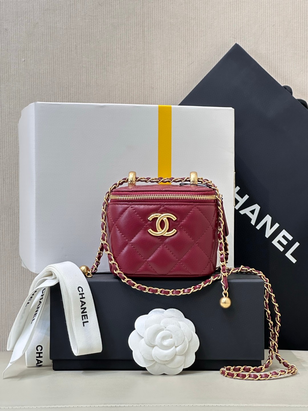 Chanel Double-Pearl Box Crossbody Bag