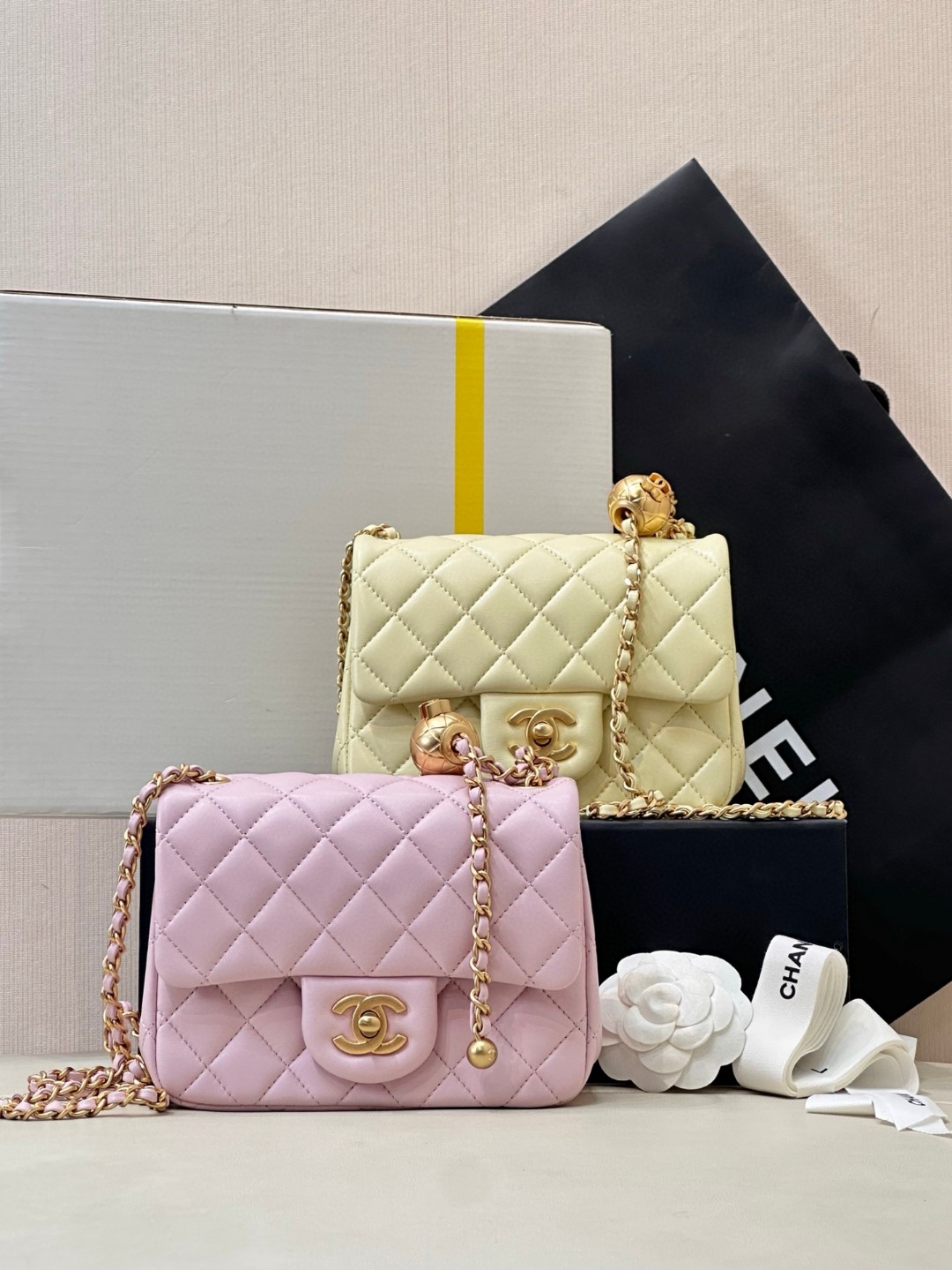 Chanel Small Gold Ball Quilted Crossbody Bag