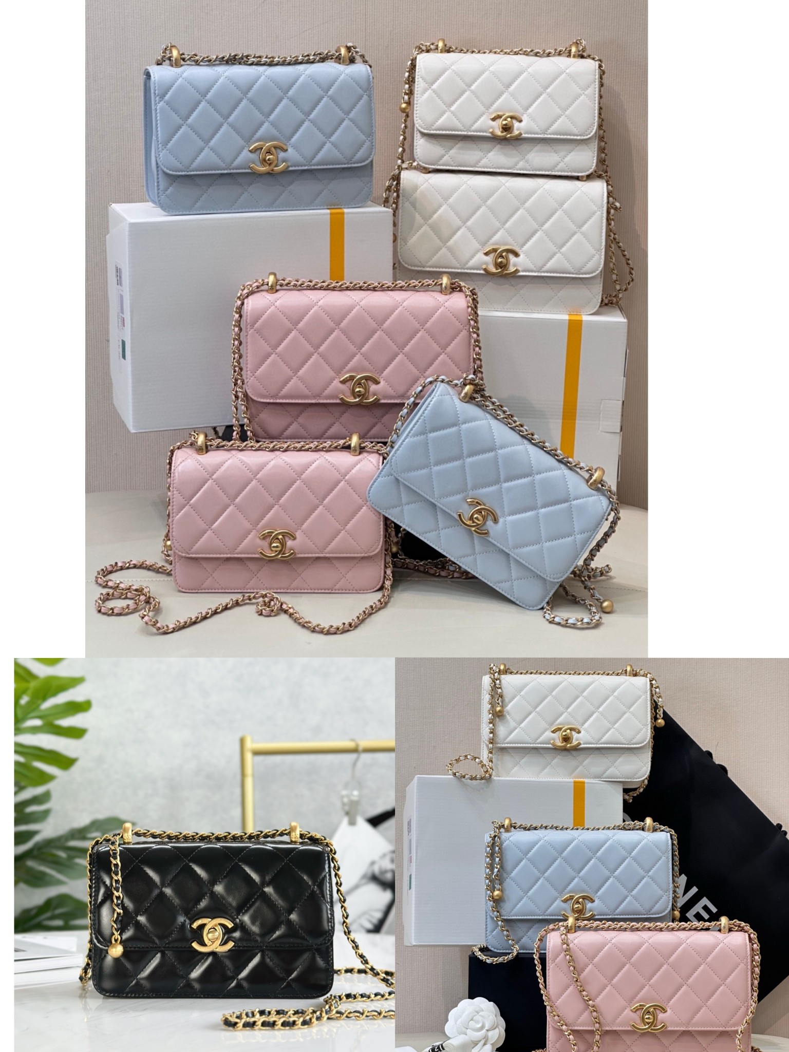 Chanel 24C Wallet on Chain Flap Bag with Adjustable Pearl Chain