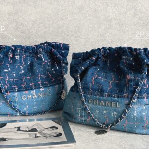 CHANEL 23A Denim Pearl Embellished Handbag