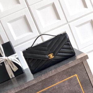 Chanel 26X AS6044 Black Lambskin Clutch Bag