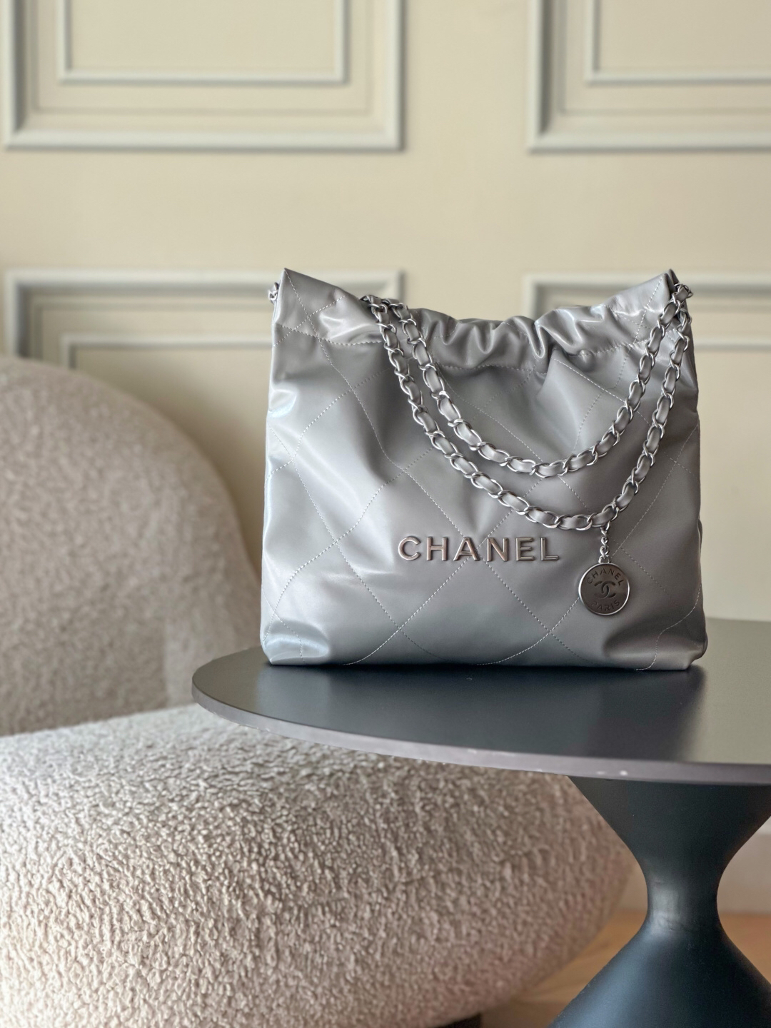 Chanel 2022 Waxed Leather Calfskin Shoulder Bag