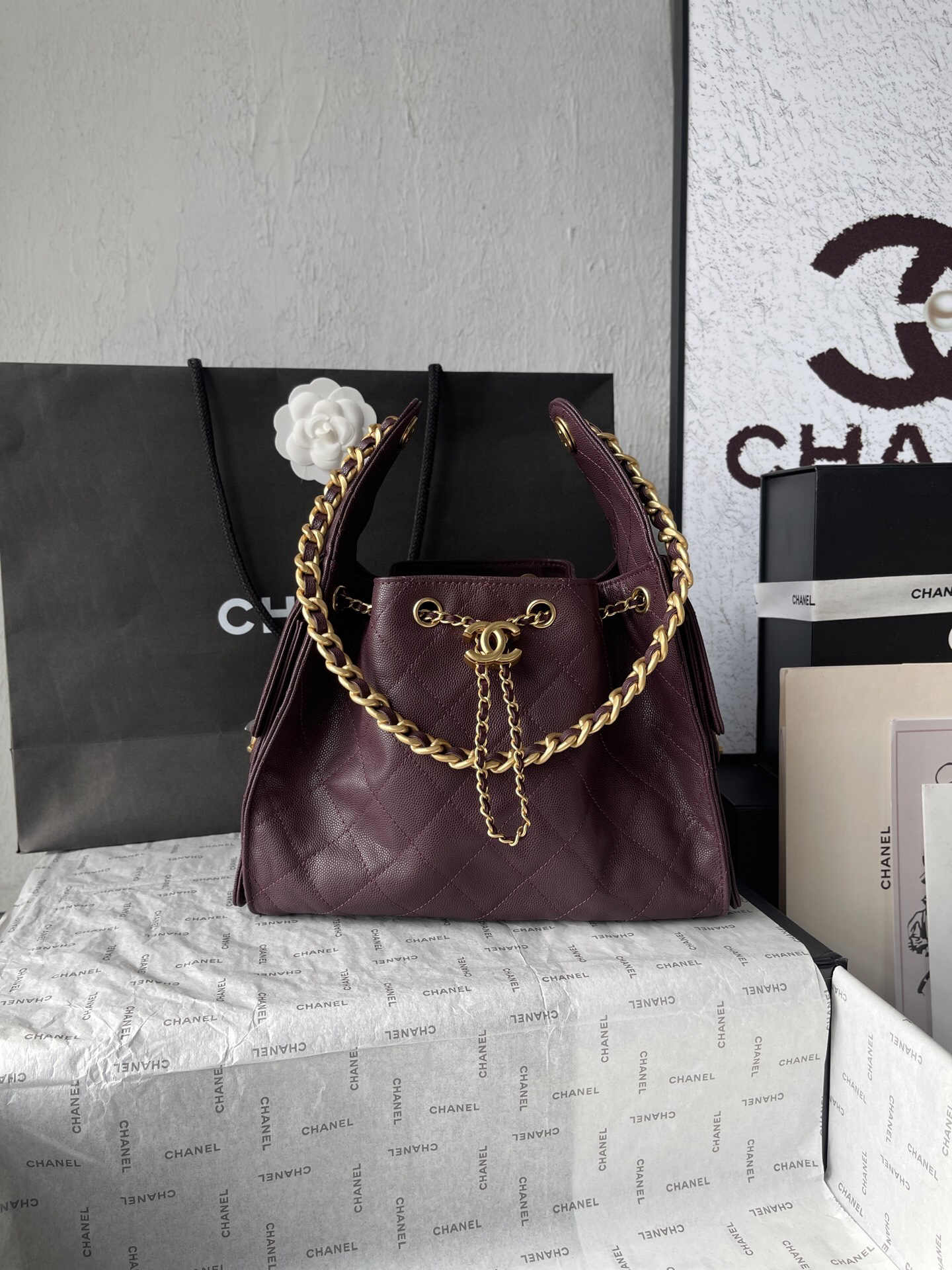 Chanel Quilted Leather Hobo Crossbody Bag AS5293