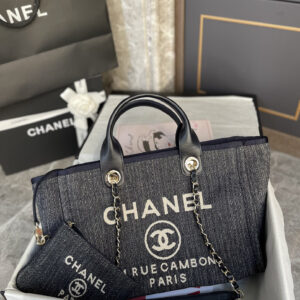Chanel AS3257 Women’s Denim Canvas Shopping Tote
