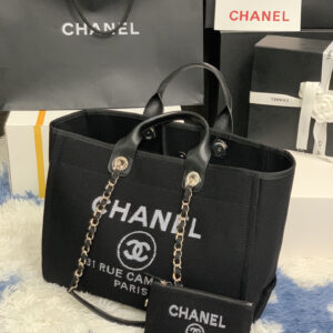 Chanel 2022 Mother and Child Beach Denim Canvas Tote Bag