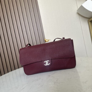 Chanel MIX Maxi Flap Bag in Burgundy with Silver-Tone Hardware