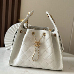 Chanel Grained Leather Hobo Shoulder Bag